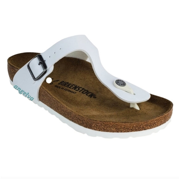 NWB Birkenstock gizeh birko flor thong slide sandals white outdoor